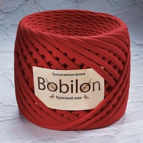 Бобілон трикотажна пряжа (3-5мм) червоний мак