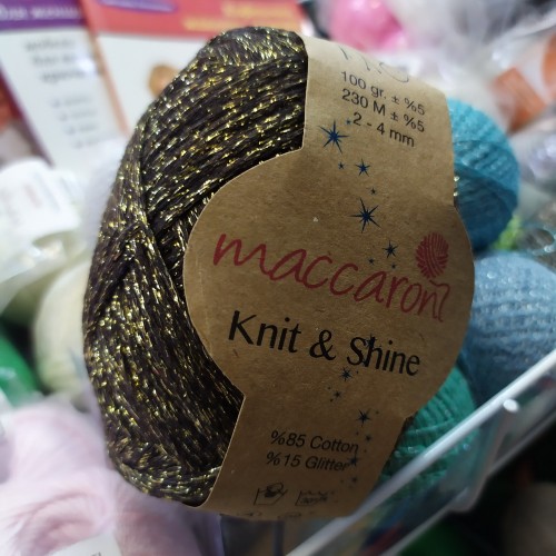 Шнур Maccaroni Knit&amp;Shine чорне із золотом