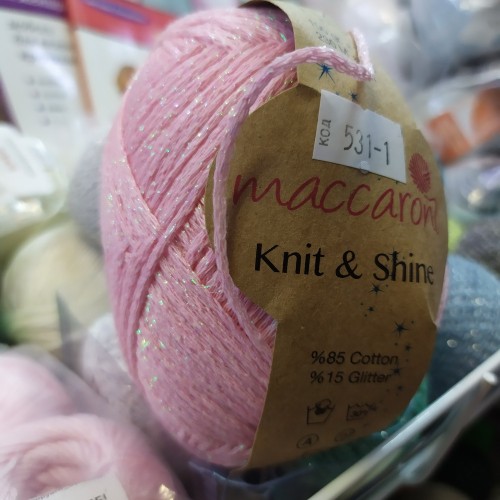 Шнур Maccaroni Knit&amp;Shine яскраво-рожевий 531-1