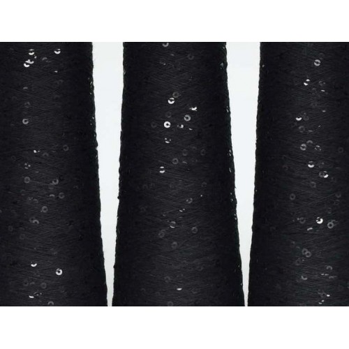Infinity yarn 008 чорний +чорний паєтка на коттоні 3мм