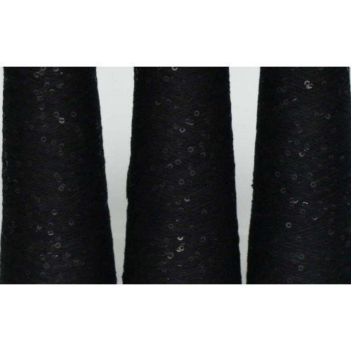 Infinity yarn 011 - Чорний + матова паєтка на коттоні 3мм