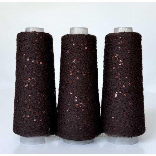 Infinity yarn 121 - Шоколад + матова паєтка паєтка на коттоні 3мм
