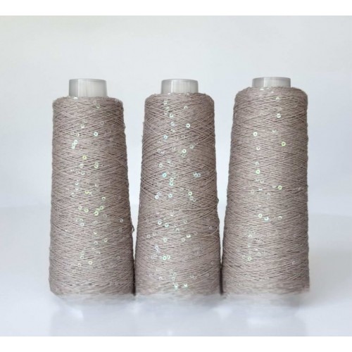 Infinity yarn 226 - Попіл+прозорий хамелеон паєтка на коттоні 3мм