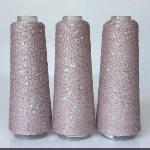 Infinity yarn 770 - Пудра+прозорий хамелеон паєтка на коттоні 3мм