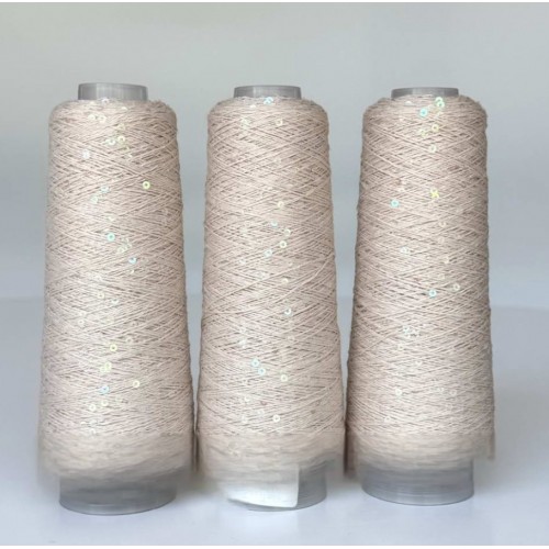 Infinity yarn 773 - Тауп+прозорий хамелеон паєтка на коттоні 3мм